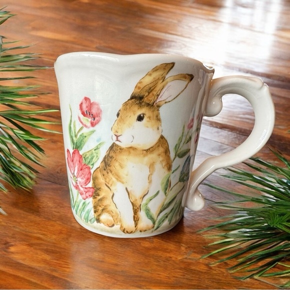 Maxcera Rabbit & Floral Ceramic Mug – Cottagecore Spring Easter Tea Cup - Picture 2 of 10